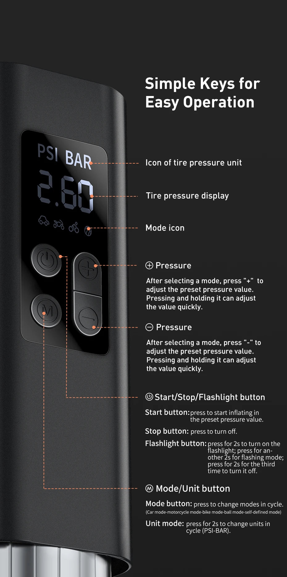 BASEUS Mini Portable Car Tire Inflator Smart Digital Inflatable Pump