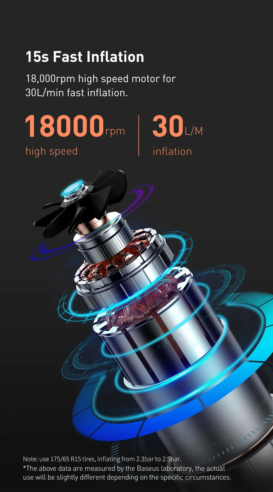 BASEUS Mini Portable Car Tire Inflator Smart Digital Inflatable Pump