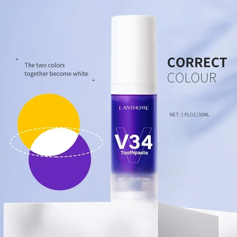 V34 Pro Removal Plaque Stain Purple Corrector Teeth Whitening Toothpaste