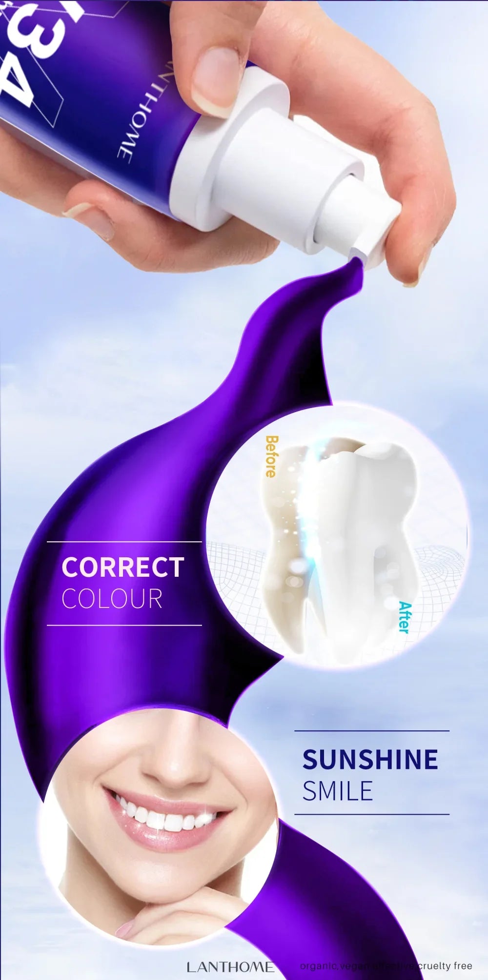 V34 Pro Removal Plaque Stain Purple Corrector Teeth Whitening Toothpaste