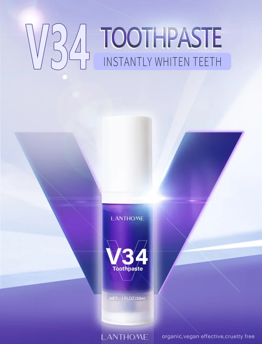 V34 Pro Removal Plaque Stain Purple Corrector Teeth Whitening Toothpaste