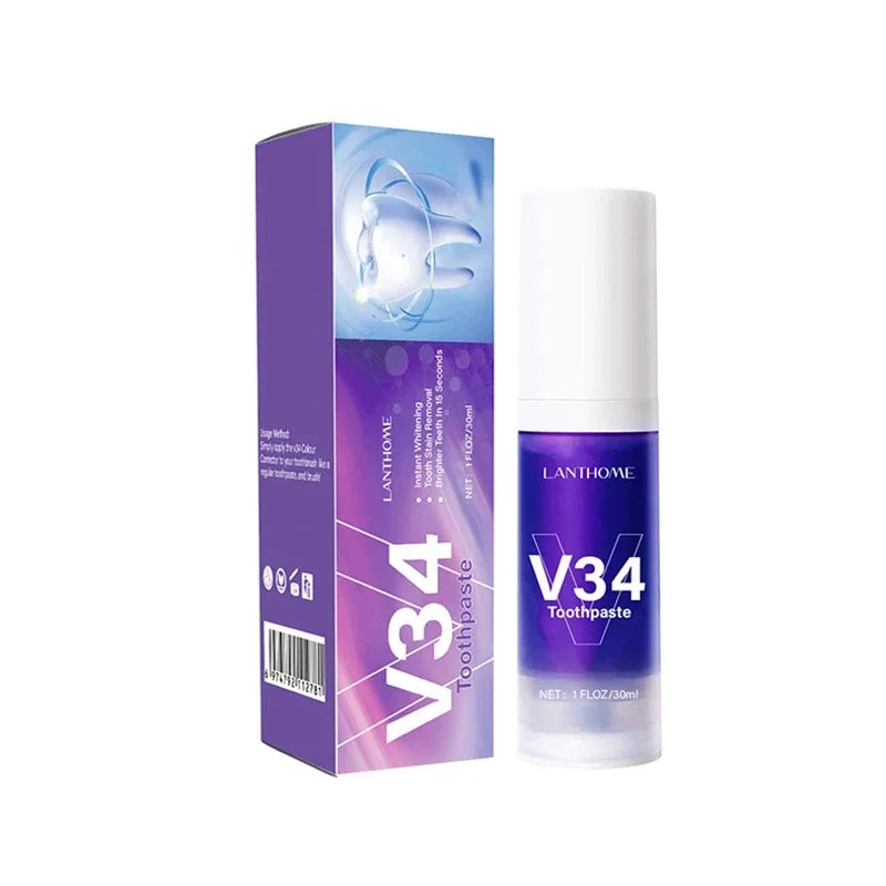 V34 Pro Removal Plaque Stain Purple Corrector Teeth Whitening Toothpaste