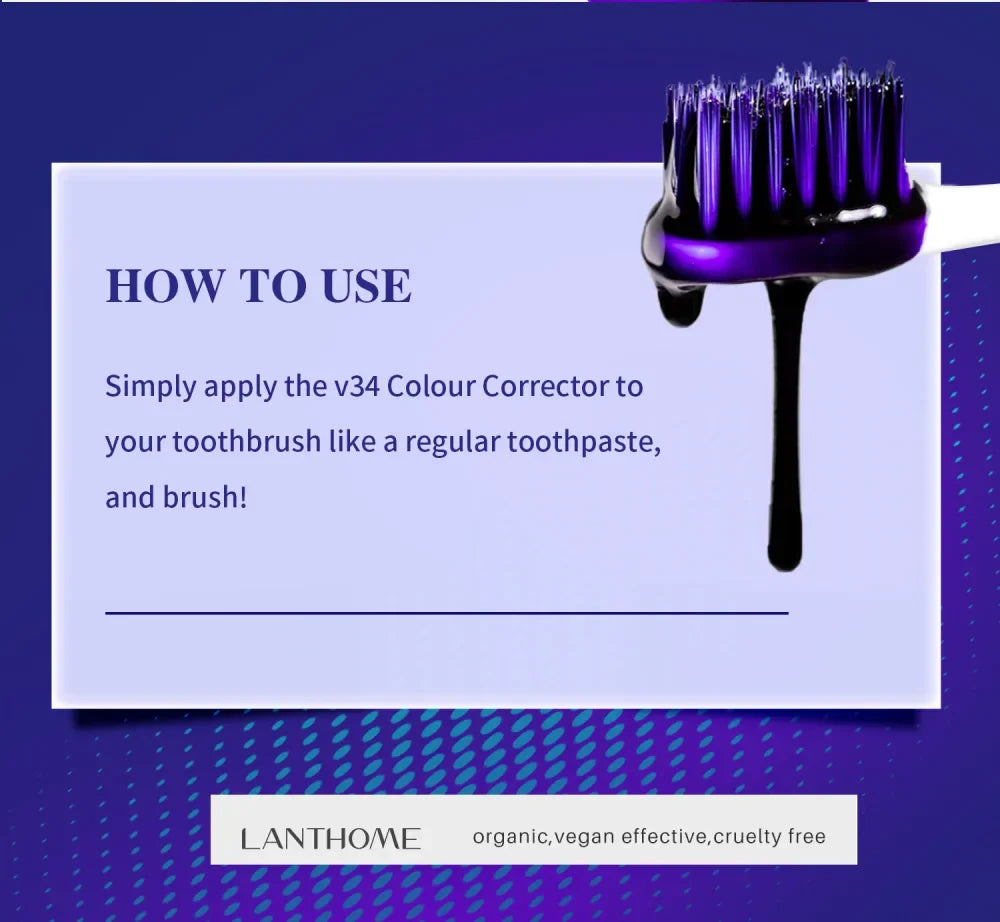 V34 Pro Removal Plaque Stain Purple Corrector Teeth Whitening Toothpaste